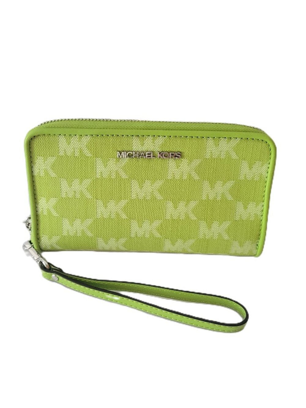 Michael Kors Jet Set Travel Large MK Jacquard Flat Multifunction Phone Case Lime
